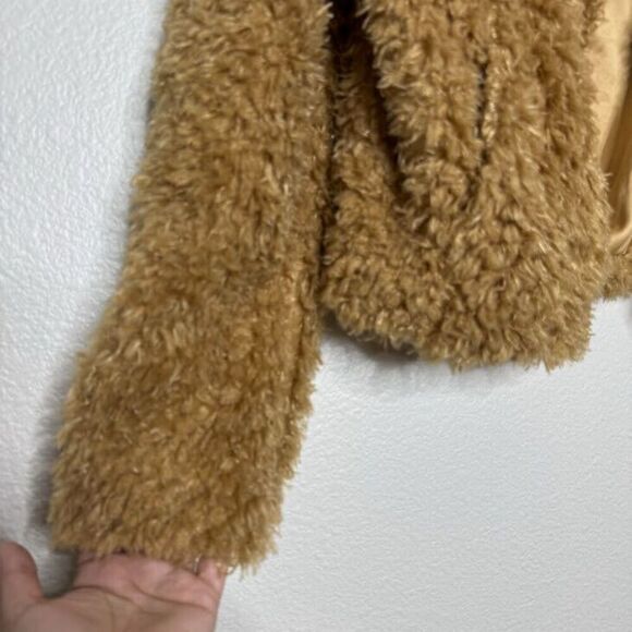 Blank NYC Coat Small Cropped Faux Fur Teddy Open Jacket Sahara Plush Lined - Picture 5 of 9